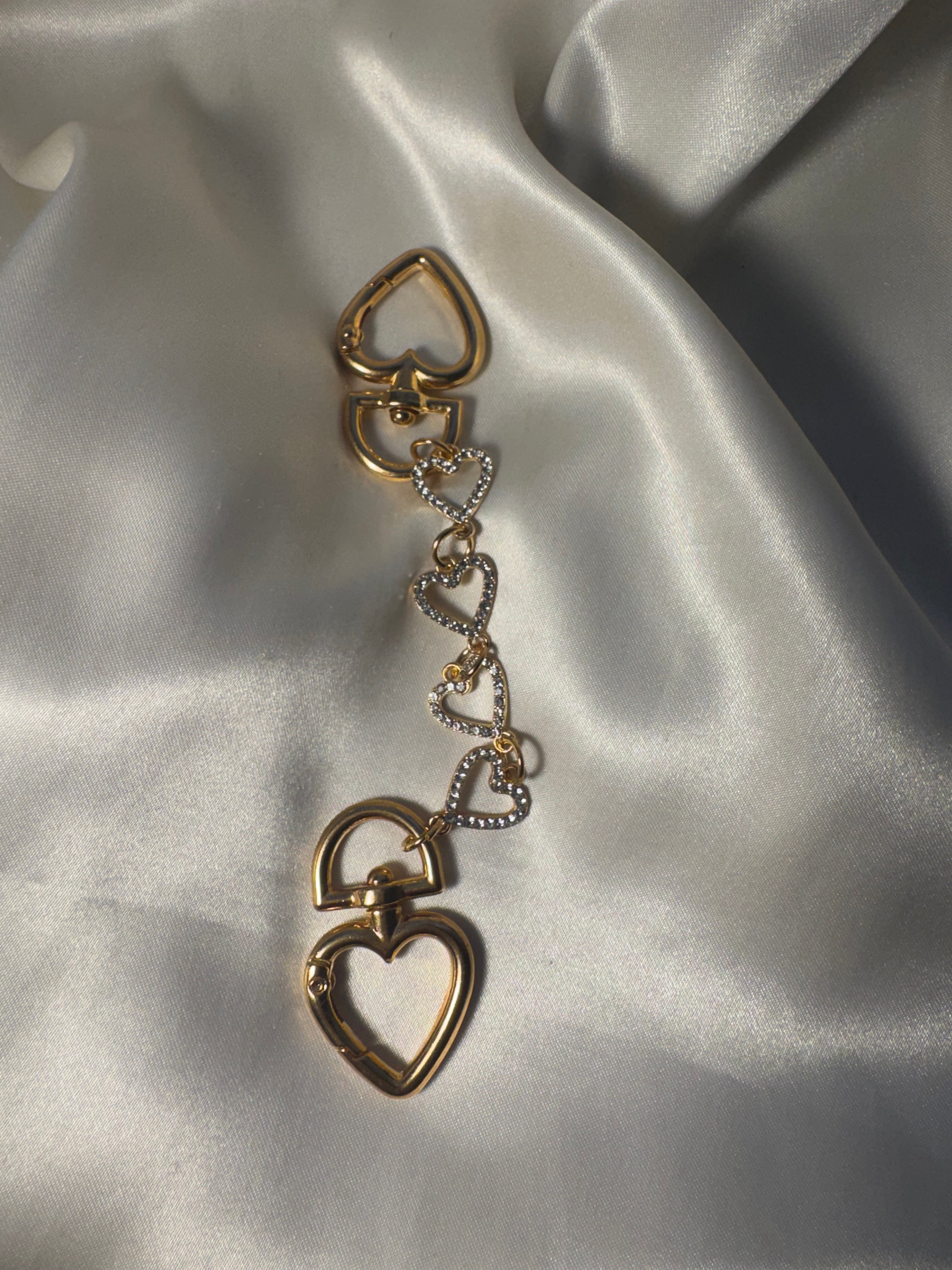 Gold Heart Link Bag Charm